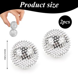 Skills Hedgehog Ball, Magnetic High Stress Acupressure Ball, 47 mm Metal Hedgehog Ball, for Stress Relief or Massage, Against Tension and for More Agility and Concentration (Silver)