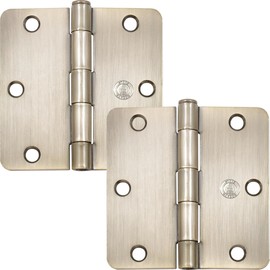 Stone Harbor Hardware 3-1/2" Door Hinges, 1/4" Radius Corner, Antique Brass, 2-Pack