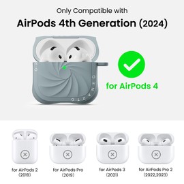 ORNARTO Vortuxe for AirPods 4th Generation Case, Sleek Vortex Design Liquid Silicone Cover Anti-Scratch, 2X MIL-STD Drop Protection for AirPods 4 Case - Succulent