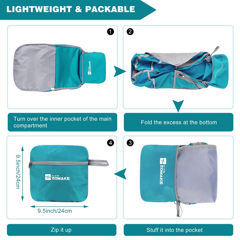 ZOMAKE 40L Foldable Backpack Lightweight Rucksack,Packable Small Backpacks Water Resistant