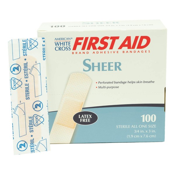 Adhesive Bandages, Sheer Strips, 1" x 3", Box of 100