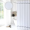 youngseahome White Shower Curtain with Black Border, Modern Chic Faux