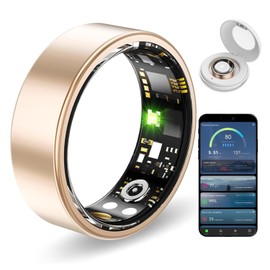 Weyrinice Health Ring, Smart Ring for Women Men, 10ATM Waterproof Fitness Sleep Heart Rate Blood Oxygen Tracker, Step Tracker Compatible with Android & IOS (Gold, 11#)