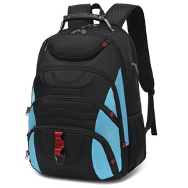 Boavan Laptop Backpack for men, 17.3 inch Laptop Bag with USB Port, Waterproof Travel Work Backpack Purse, Anti-Theft Teacher Nurse Doctor Casual Bookbags Office Business backpack，Black&Sky Blue