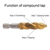 Omninmo 6 Pcs 1/4" Hex Shank Titanium Combination Drill Tap
