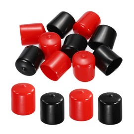 MECCANIXITY 10pcs Rubber End Caps Cover Assortment 27mm PVC Vinyl Screw Thread Protector for Screw Bolt, Black Red