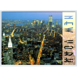 Aerial View New York City Skyline At Night Vintage 5"x7" Postcard SBP15