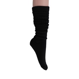 AWS/American Made Slouch Socks Cotton Scrunch Knee High Extra Long and Heavy Socks (Black, 2)