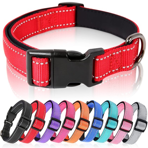 HEELE Nylon Dog Collar with Soft Neoprene Padded Adjustable Reflective