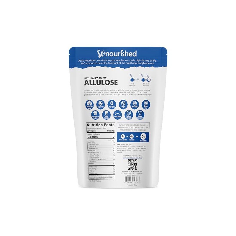 So Nourished Allulose Sweetener Granular - Keto Sugar Substitute -
