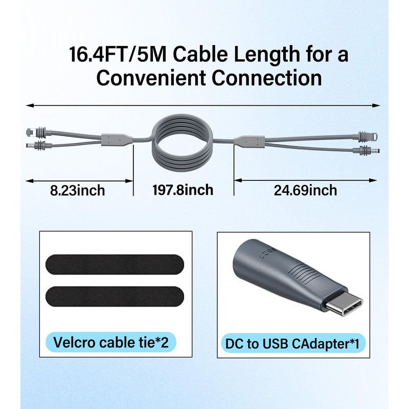 URANT Starlink Mini Cable 16.5FT,2-in-1 Cat6 Ethernet & DC Power