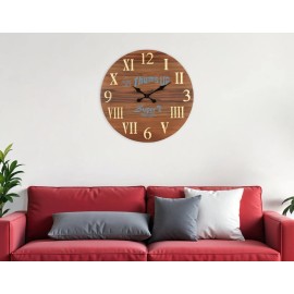 HomeRoots 24" Brown Solid Wood Silent Analog Round Wall Clock