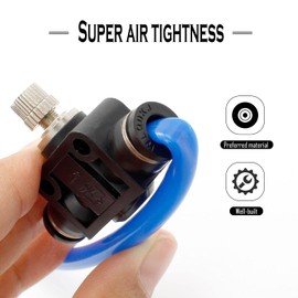 SRJQXH Pack of 3 Pneumatic Fittings, 6 mm Push Quick Coupling Connectors, Black Valve Pneumatic, Type T Quick Connectors, for Pneumatic Tools and Automation Devices