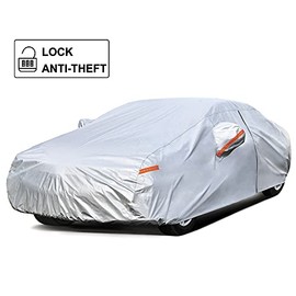 kayme Car Cover Waterproof All Weather with Lock and Zipper, Sun Uv Rain Protection Outdoor, Fit Sedan (Up to 175 Inch) H1