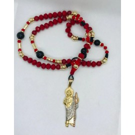 Rosario San Judas Tadeo Buchon Sinaloense Rojo Sangre de chapa de Oro