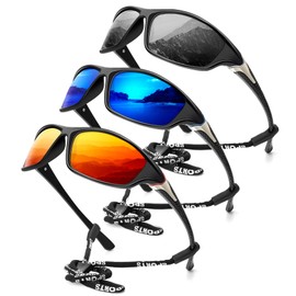 QALLY Polarized-Sunglasses-Men Sports Mens-Sunglasses: Sun-Glasses with UV400 Protection for Driving Golf Fishing Running