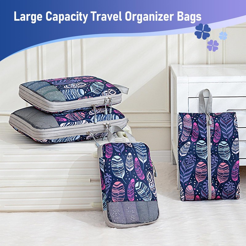 Compression Packing Cubes for Travel, Travel Essentials Luggage Organizer bags