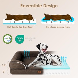 EHEYCIGA EHEYCIGA Orthopedic Dog Bed for Medium Dogs, Waterproof Memory Foam Medium Dog Beds with Sides, Non-Slip Bottom and Egg-Crate Foam Pet Couch Bed with Washable Removable Cover, Brown