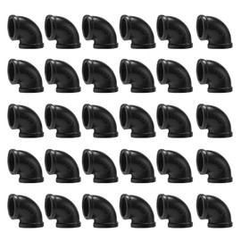 1/2" Black Pipe Elbow, Home TZH DN15 Threaded Cast Malleable Iron Elbow for Steampunk Vintage Shelf Bracket DIY Plumbing Pipe Decor Furniture (30, Black, 1/2")