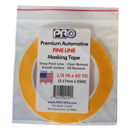 PRO Tapes Premium Automotive FINE LINE Masking Tape 1/8 IN x 60 YDS on 3" Core; Pack of 1