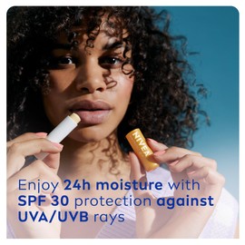 NIVEA Sun Protect Caring Lip Balm (4.8g), Lip Balm with Shea Butter and SPF 30, Protects Against UVA/UVB Rays with 24H Moisture, Lip Care