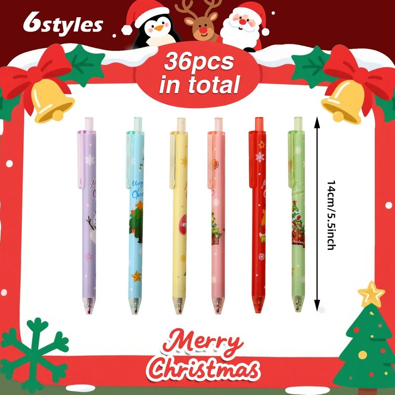JXITON 36pcs Christmas Pens,Retractable Xmas Ink Pens Gen Ballpoint Pen
