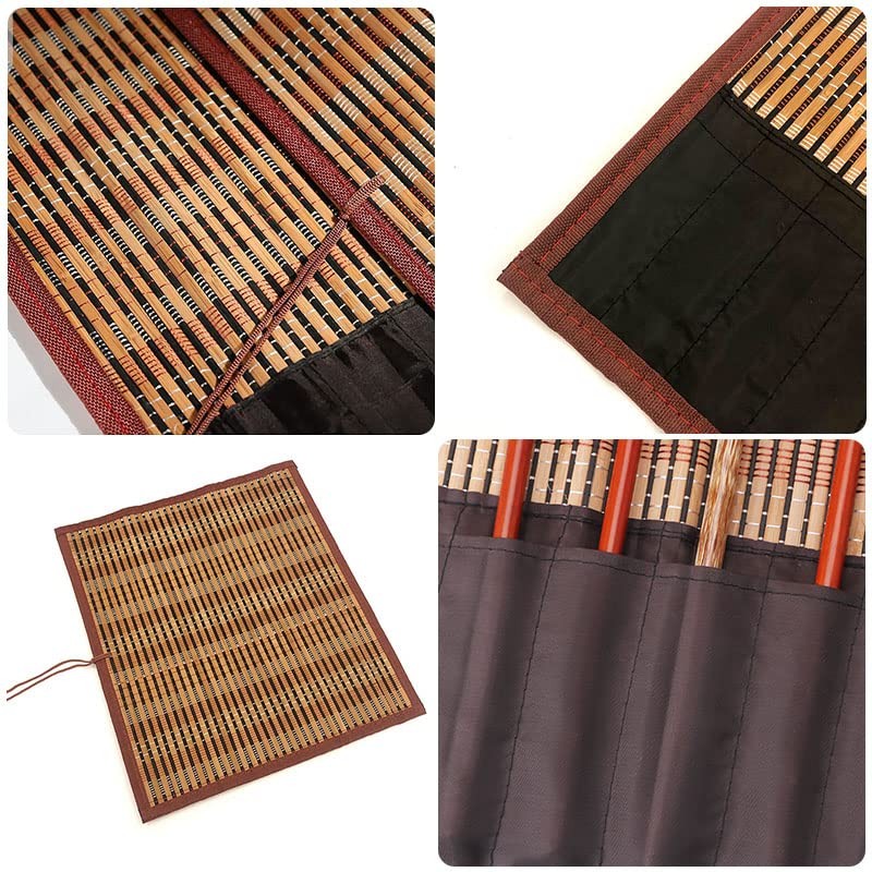 LIKENNY Brush Roll, Bamboo Brush Storage, Portable, Calligraphy, Storage, Pocket,