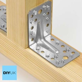 Angle Bracket 105x105x90x2.5mm ( Pack of: 2 ) Heavy Duty Galvanised Steel Metal Corner Braces for Joining, Bracing, and Reinforcing DIYUK