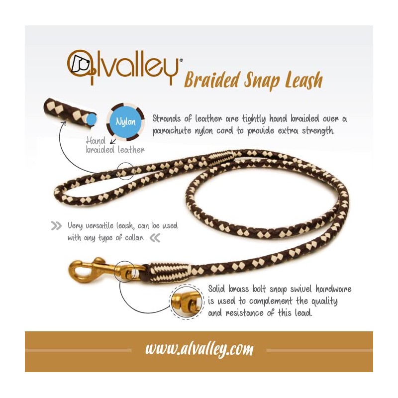 Alvalley Braided Snap Lead for Dogs 6ft - Medium