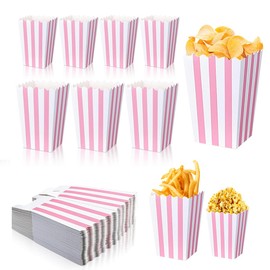 Popcorn Bags for Party (40pk) Paper Popcorn Buckets pink and White Popcorn Bags for Popcorn Machine, Movie Theater Decor Popcorn Container, Carnival Circus Party Popcorn Bowl (40 Boxes small)