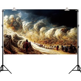 Passover Photo Booth Backdrop Pesach Moses Crossing The Red Sea Jewish Festival Photography Background Wall Decoration (5×7ft)