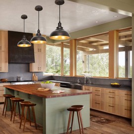 ALAISLYC 3-Pack Farmhouse Pendant Light Adjustable Pendant Lighting for Kitchen Island Industrial Hanging Barn Pendant Lights Over Island Sink Light Fixtures