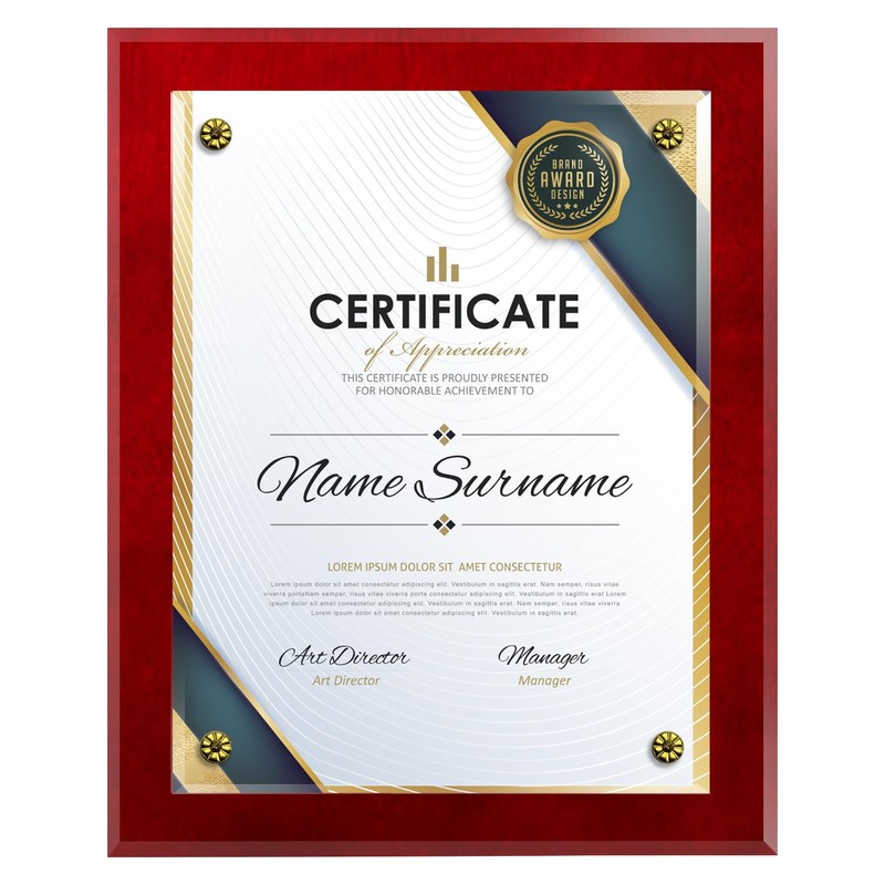 Classic Awards Certificate Holder Award Plaque - Certificate Holder -