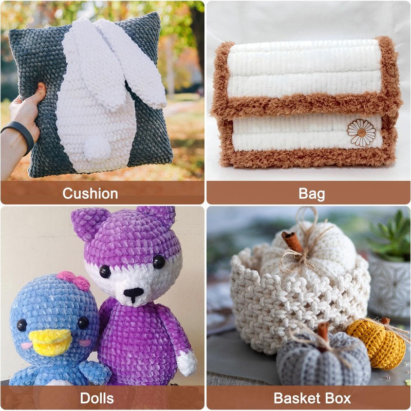 HARFINGTON 2Skeins Velvet Yarn Chenille Yarn 2x100g/7.1oz 174 Yards Total