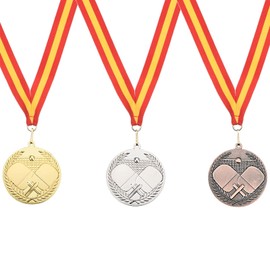 PATIKIL 3 Pieces 2.7 Inch Table Tennis Medals Table Tennis Award Medals Set Gold Silver Bronze Medal with Ribbon Red Yellow for Games Sports Competitions