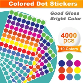 4000 Pcs Color Dot Stickers - 3/4" Round Coded Labels for Organization in Office, Classroom, or Home Teaching Events, Garage Sales & More- Polka Dot Label Stickers.