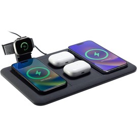 Mophie 4-in-1 Wireless Charging Mat 10W,Charge 4 Device At Once USB-A Port-Black