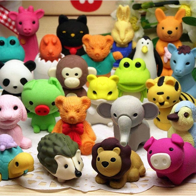 Ranvi 30PCS Animal Kids Erasers, Mini Puzzle Pencil Erasers Used