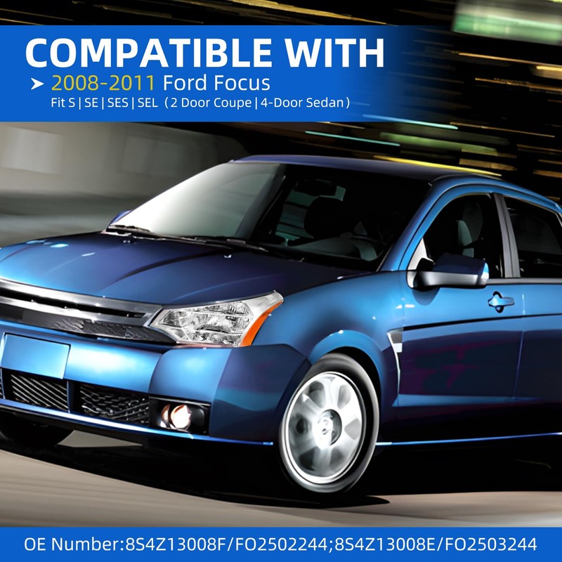 Rvplpr Headlight Assembly Compatible with 2008 2009 2010 2011 Focus