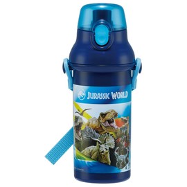 Skater PSB5SANAG-A Jurassic 24 Children's Water Bottle, Direct Drinking, 16.2 fl oz (480 ml), Plastic, One-touch, Dishwasher Safe, Made in Japan