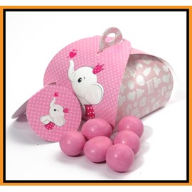 25 + 25 Pieces - Party Favour Boxes for Christening, Birthday, Birthday Boxes, 25 Pieces + Cards for Party Favours/Handkerchiefs 25 Pieces (Elephant Girl)