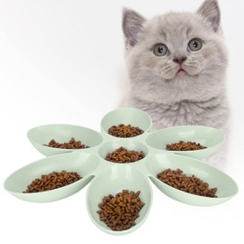 Cat Food Bowl Flower Petals Shaped Cat Water Bowls Dishes Multi-Cat Feeder Cat Feeding Bowl for Dog Puppy Cat Kittens[Green] Basic Bowls