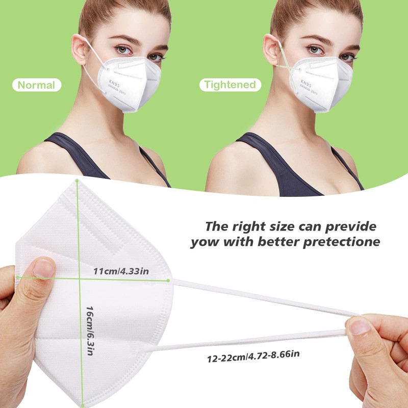 SOOQOO 50 Pcs KN95 Face Maks for Audlts (White)