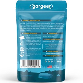 Gargeer 4oz All Reptile Calcium Powder, Phosphorus-Free Ultrafine Powder, Pure Dust Without Vitamin D3, Ready to Use for All Reptiles, Lizards & Amphibians Supplement. Made in The USA. Enjoy !