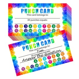200 Pcs Punch Cards for Classroom, Loyalty Punch Cards for Small Business, Teacher Must Haves Educational Supplies (Multicolored Paint)