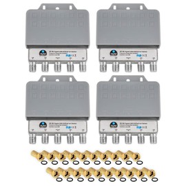 DiseqC Switch 4/1 with Weatherproof Housing HB-DIGITAL 4X SAT LNB 1 x Subscriber / Receiver for Full HDTV 3D 4K UHD + 20 x Gold-Plated F-Connectors Gold-Plated