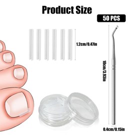 dinghaole 50 Pcs Ingrown Toenail Corrector Set, Toenail Correction Strips Brace Kit, Ingrown Toenail Correction Pad Recover Clips, Toenail Straightener Strips for Women Men's Nail Treatment Pedicure