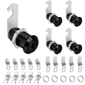 Juego de 5 candados para clóset con llaves, 5 unidades, color negro, con llave, para archivos, cajones de almacenamiento para caravanas, acabado negro (5 unidades)