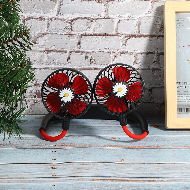Daisy Pattern Portable Hand Free Neck Hanging Fan USB Rechargeable