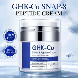 Crema de Péptidos GHK-Cu con SNAP-8 y Péptidos de Cobre Azul - Crema Facial Hidratante Reafirmante y Firmante para Líneas Finas y Arrugas, Complejo de Ceramidas para Soporte de la Barrera, 50 g / 1.76 oz